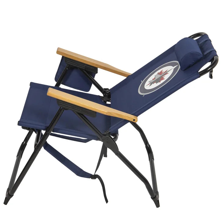 NHL 4-Position Folding Chair With Wood Arms