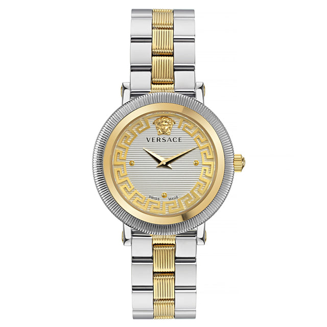 Versace Greca Flourish White Silver-Tone Dial Women's Watch E5
