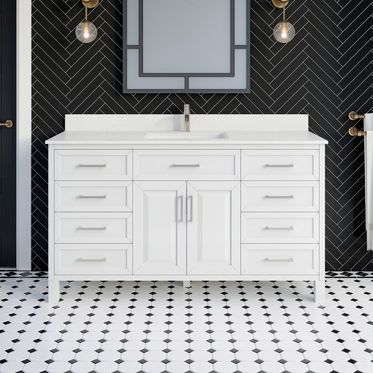 Studio Bathe Thomson II Vanity in White Finish with Engineered Stone Countertop
