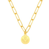 Coin Charm Paperclip Necklace in 24-kt Yellow Gold