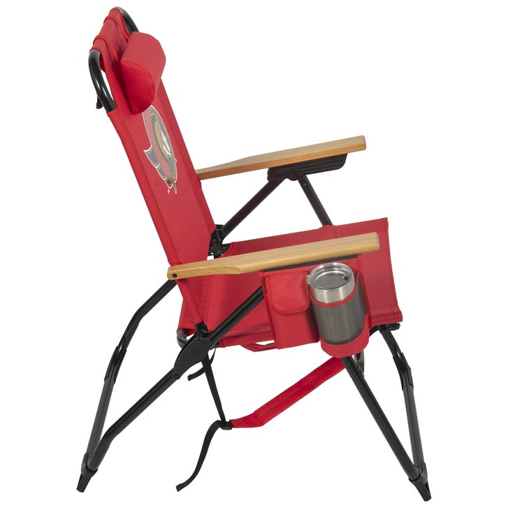 NHL 4-Position Folding Chair With Wood Arms