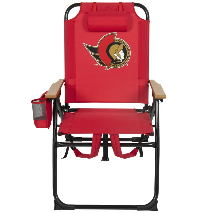 NHL 4-Position Folding Chair With Wood Arms