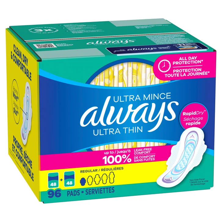 Always Ultra Thin Regular Pads, 96-count