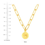 Coin Charm Paperclip Necklace in 24-kt Yellow Gold