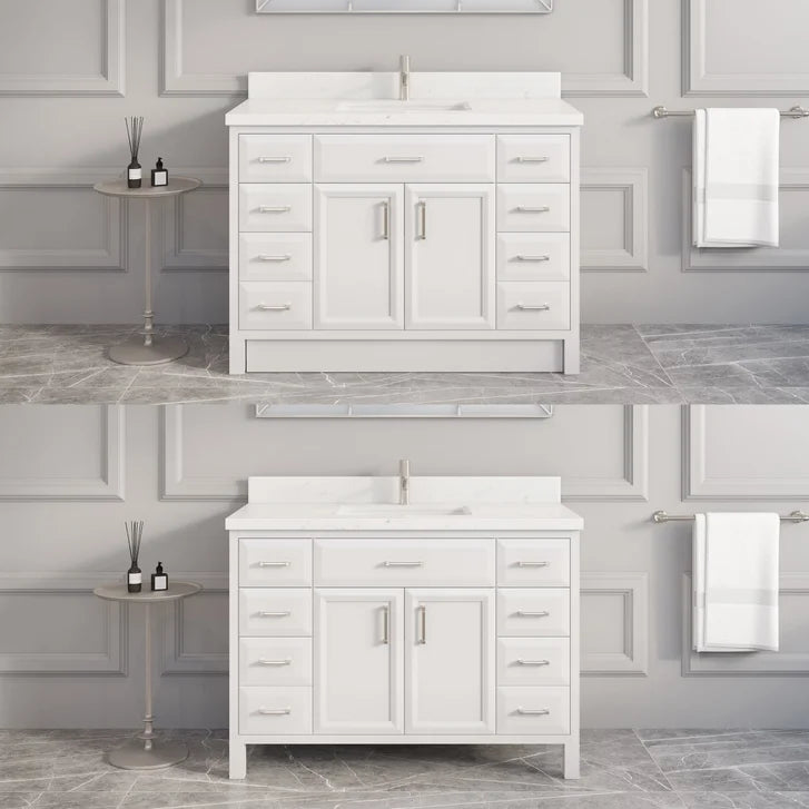 Studio Bathe Calais III Vanity in White Finish with Engineered Stone Countertop