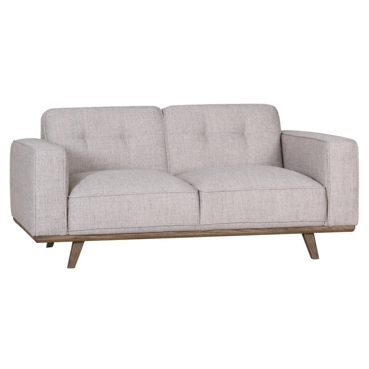 Fabric Loveseat with Solid Oak Base