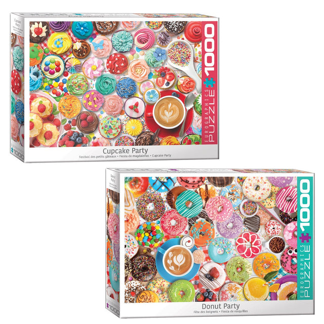 Eurographics 2-pack Puzzle Set- Cupcake Party and Donut Party 1,000-pieces L4