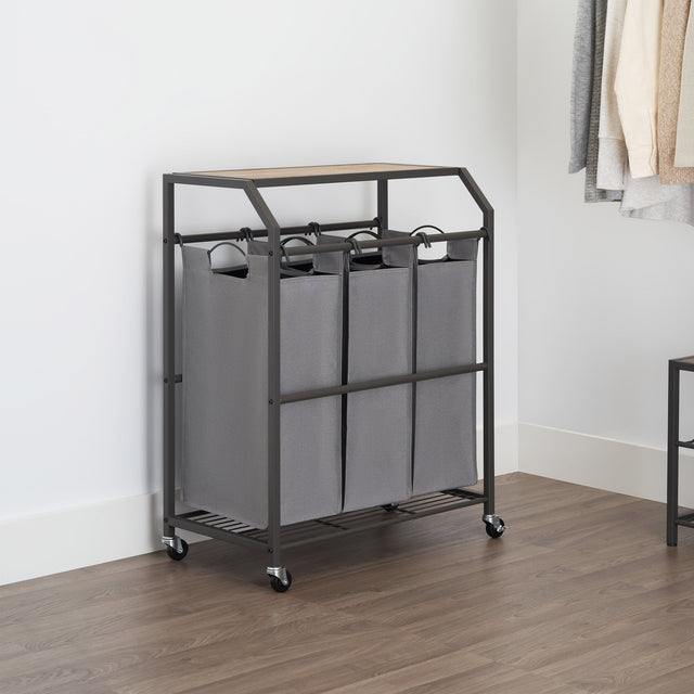 Trinity 3-bag Laundry Cart with Flip Top R9