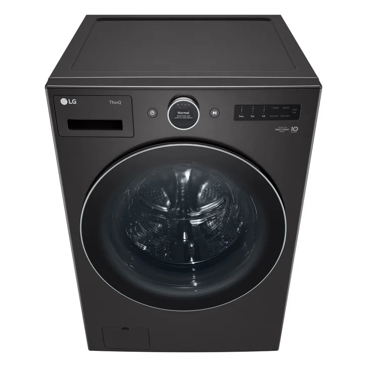 LG 5.8 cu ft. Black Steel ThinQ AI Wi-Fi Enabled Mega Capacity Steam Front Load Washer with ezDispense