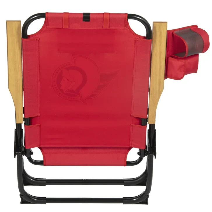 NHL 4-Position Folding Chair With Wood Arms