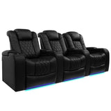 Pavillion II 3-piece Top Grain Leather Power Reclining Home Theatre Seating, Black