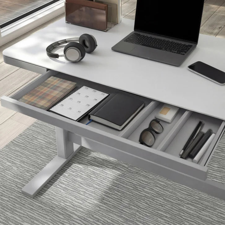Tresanti Tessa 119.4 cm (47 in.) Adjustable Height Desk with LED Lighting, White