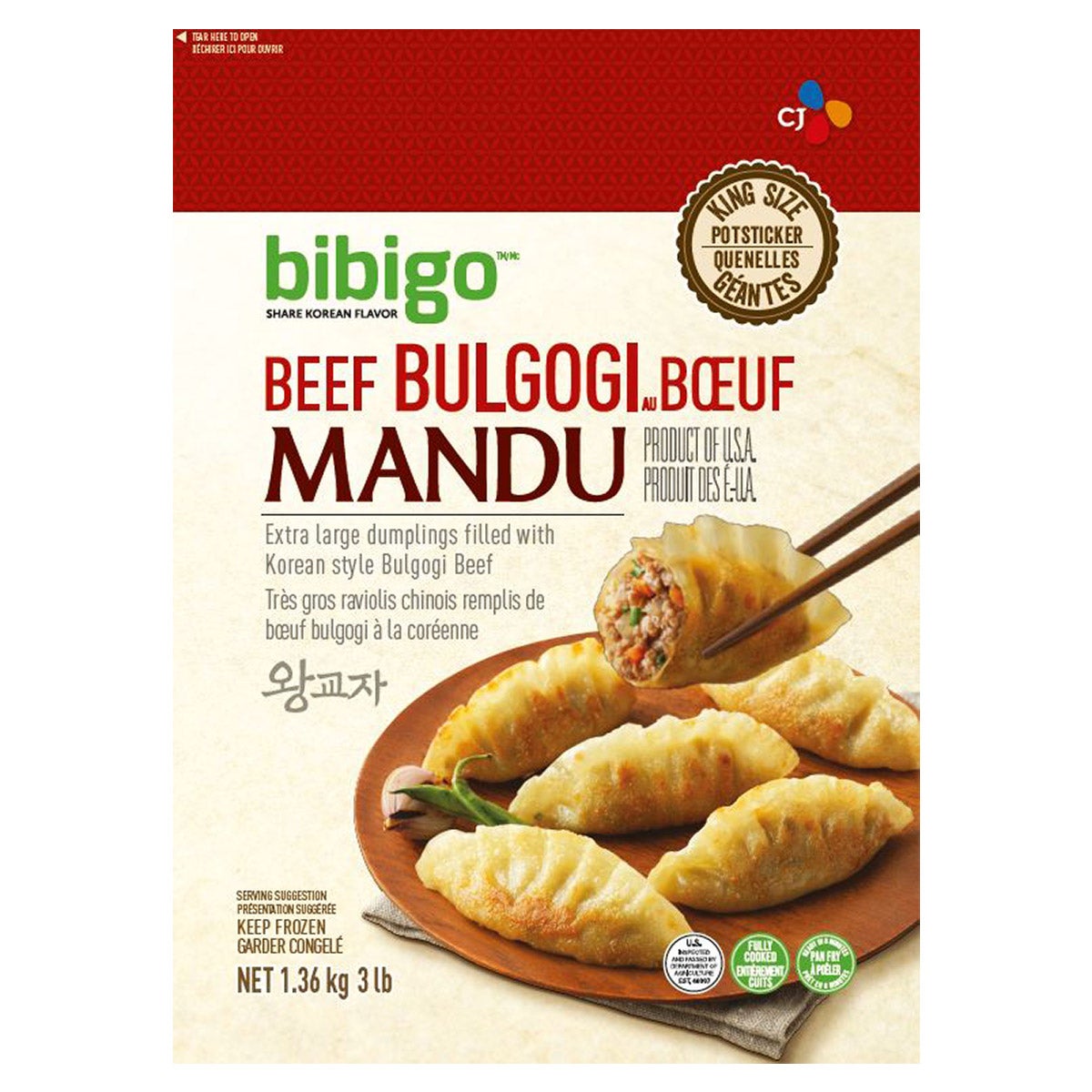 Bibigo Frozen Beef Bulgogi Mandu, 1.36 kg