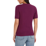 Halston Women's Short Sleeve Cotton Cable Sweater