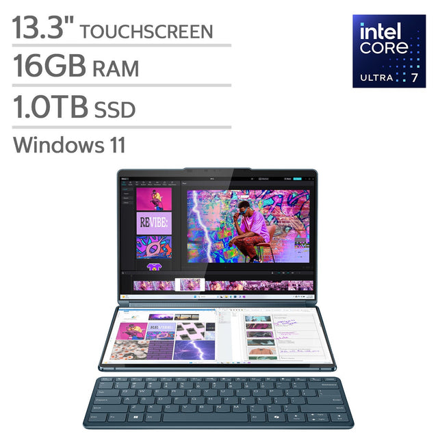 Lenovo Yoga Book 9i 13.3-in. Touchscreen Laptop, Intel Core Ultra 7 155U, 16GB RAM, 1TB SSD Bundle Z2