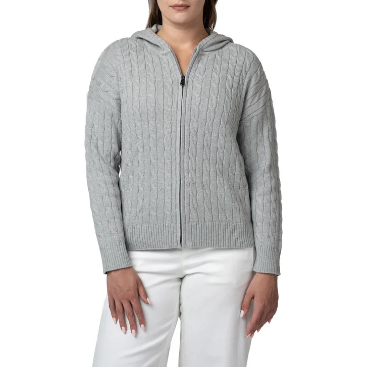 United Colors of Benetton Women’s Full Zip Cable Hoodie