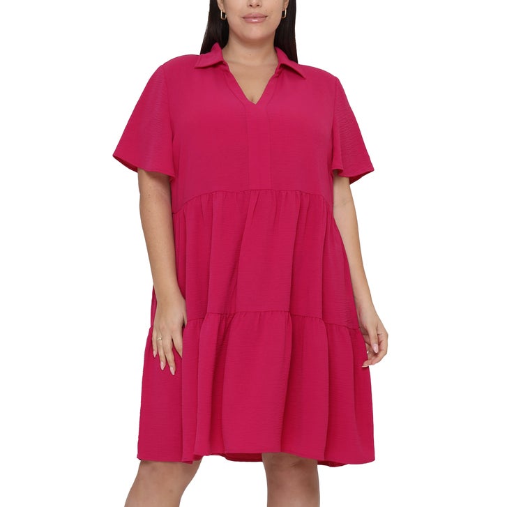 Tahari Women's Short-Sleeve Tiered Dress