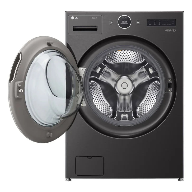 LG 5.8 cu ft. Black Steel ThinQ AI Wi-Fi Enabled Mega Capacity Steam Front Load Washer with ezDispense