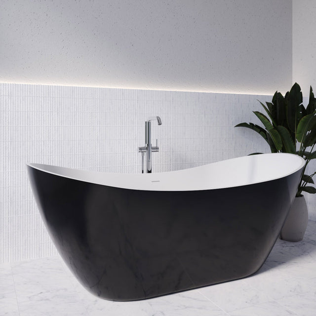 Streamline 71 in. Freestanding Bathtub with Expandable Bamboo Bathtub Caddy B1