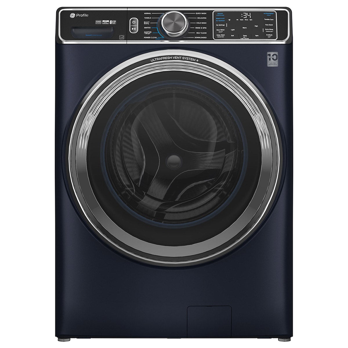 GE Profile 6.1 cu ft. Blue Front Load Washer with Smart Dispense Technology