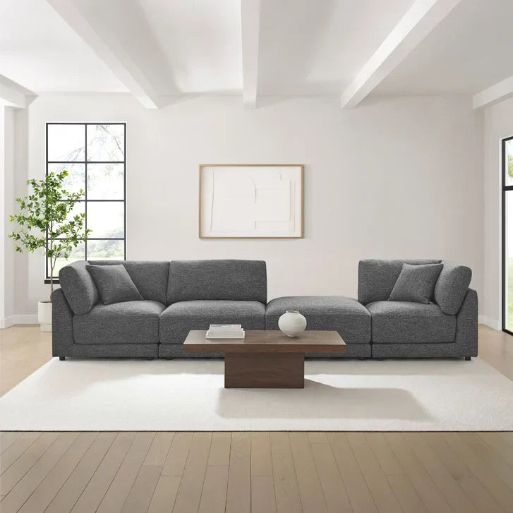 Aiden & Ivy Dayna 4-piece Modular Fabric Sofa with Ottoman