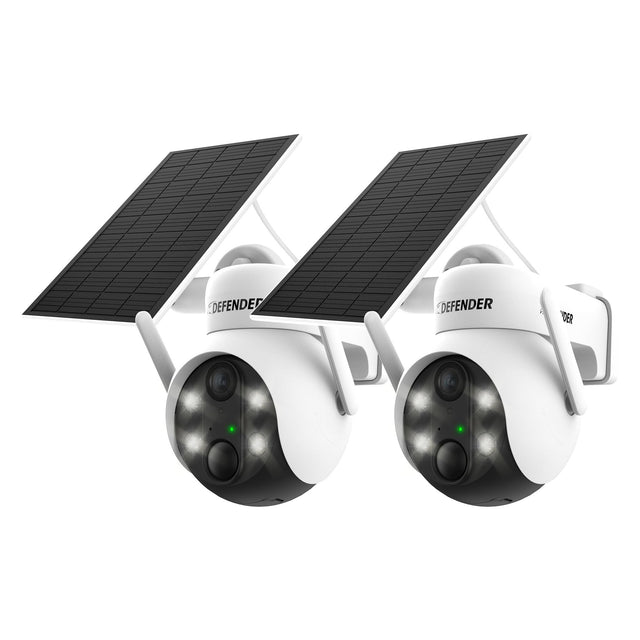 Defender Solar Powered 4K AI EverWatch PTZ Wireless Camera with 3W Solar Panel, 2-pack B8