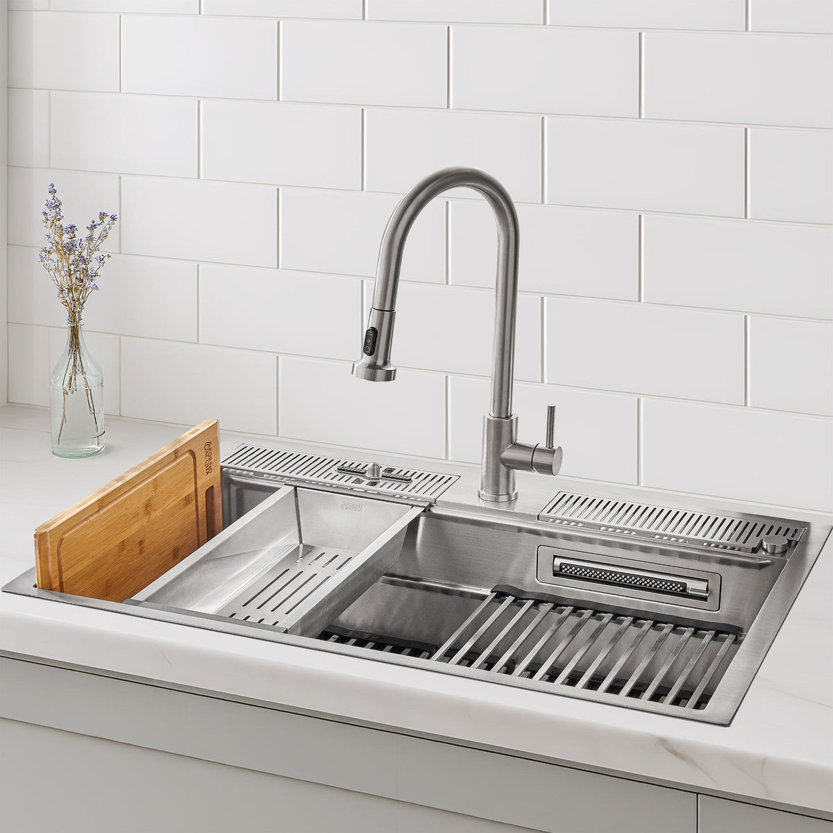 FORNO ACQUA D-WP30 33 in. Stainless Steel Kitchen Sink Workstation