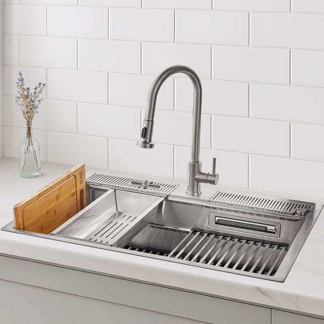 FORNO ACQUA D-WP30 33 in. Stainless Steel Kitchen Sink Workstation L0