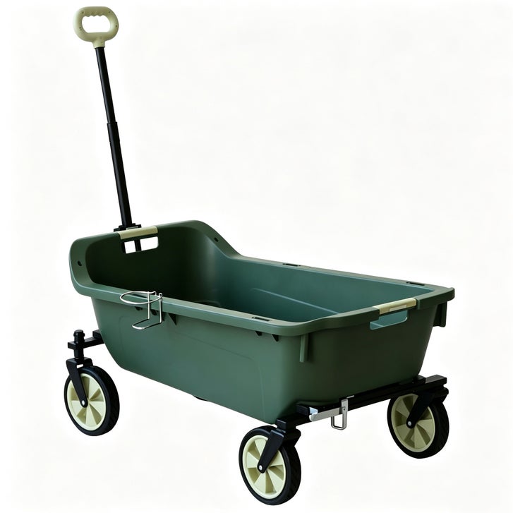 Seina Heavy Duty Plastic Utility Wagon with Fold-Up Wheels