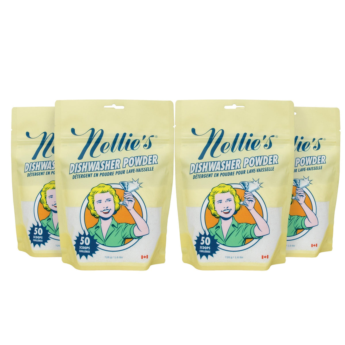Nellie's Automatic Dishwasher Powder 4 x 726 g (1.6 lb)