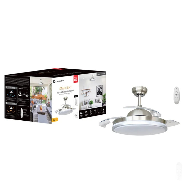 Xtricity Starlight 42" Retractable Blade Ceiling Fan With Integrated LED Lights