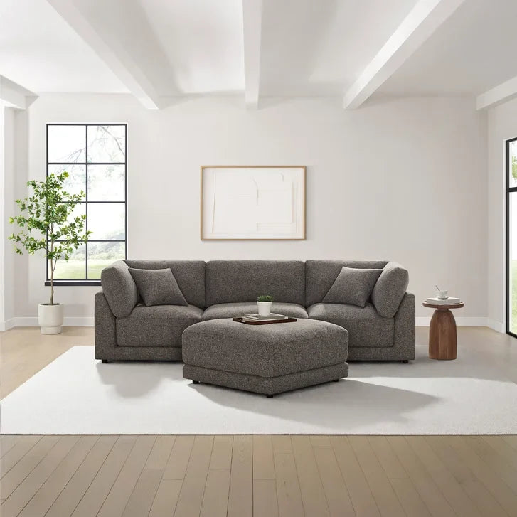 Aiden & Ivy Dayna 4-piece Modular Fabric Sofa with Ottoman