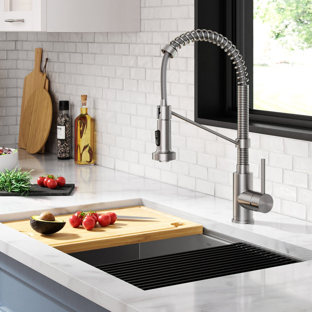 KRAUS 32 in. Workstation Undermount Sink with Faucet and Accessories X3