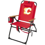 NHL 4-Position Folding Chair With Wood Arms