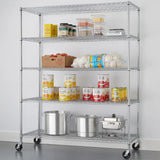 TRINITY 5-Tier Chrome Wire Shelving Rack With Wheels, 60" x 24" x 72"