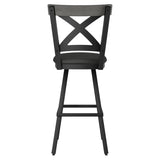 Amisco Snyder Swivel Counterstool in Black and Brown Polyurethane Upholstery