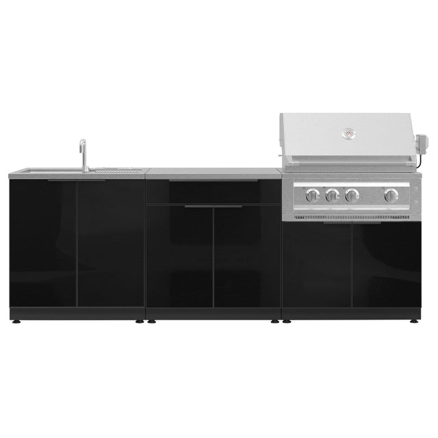 NewAge Products 5-piece Black Outdoor Kitchen Aluminum Set - Liquid Propane Gas Grill E7