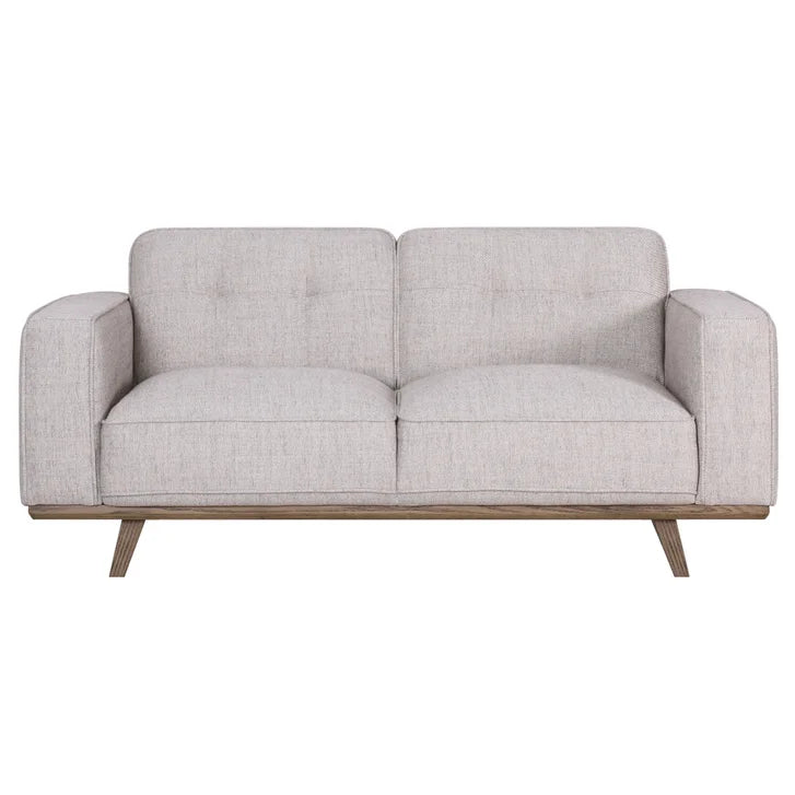 Fabric Loveseat with Solid Oak Base
