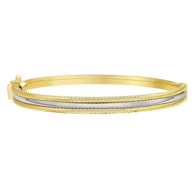 Pipe Trim Bangle in Two Tone Gold E6