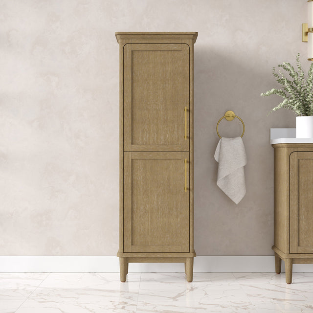 OVE Decors Lara Linen Cabinet in Antique Oak Finish O2