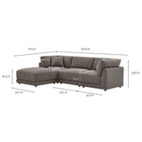 Aiden & Ivy Dayna 4-piece Modular Fabric Sofa with Ottoman