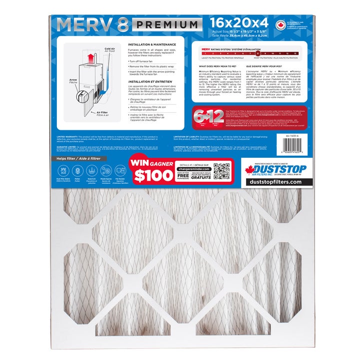 Duststop MERV 8 Premium Pleated Furnace Filter, 3-pack