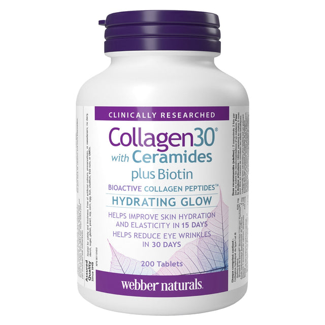webber naturals Collagen30 with Ceramides plus Biotin, 200 Tablets O9