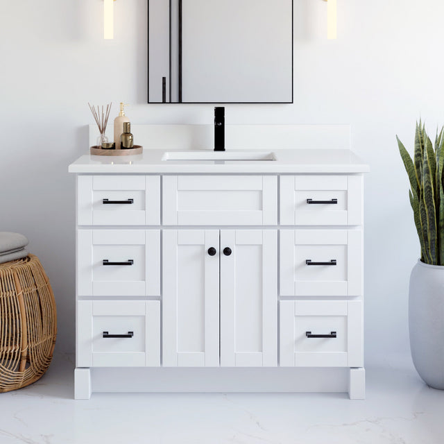 VanGo Willow Vanity in White with Quartz Countertop W2