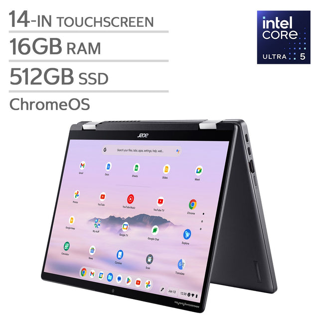 Acer Spin 714 14.0-in Touchscreen Chromebook Plus, Intel Core Ultra 5 115U, 16 GB RAM, 512 GB SSD S0