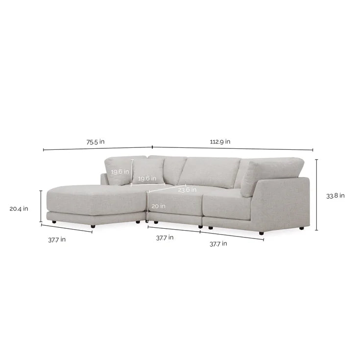 Aiden & Ivy Dayna 4-piece Modular Fabric Sofa with Ottoman
