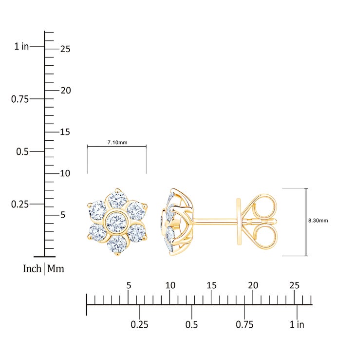 Round Brilliant Diamond Floral Earrings (0.65 ctw)