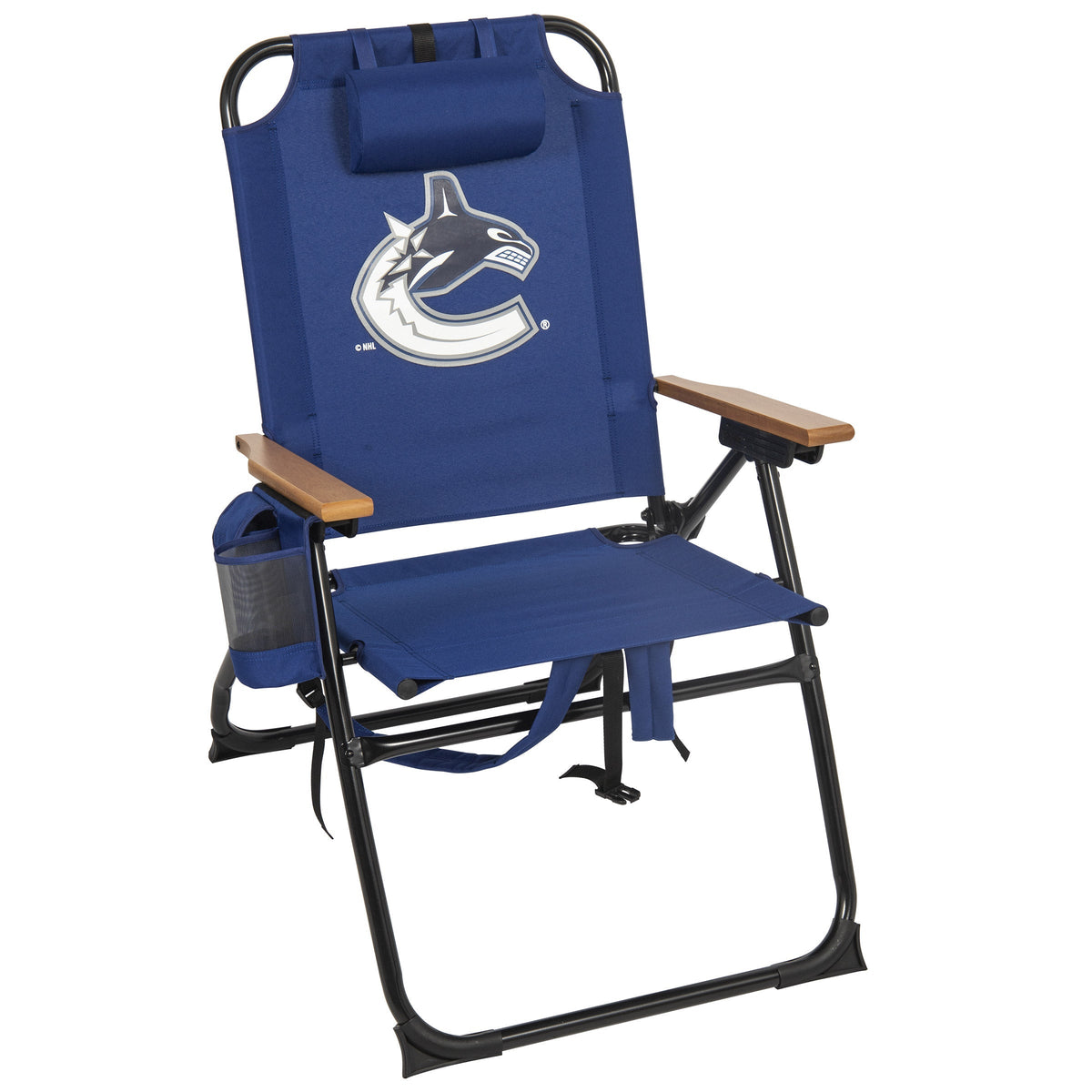 NHL 4-Position Folding Chair With Wood Arms