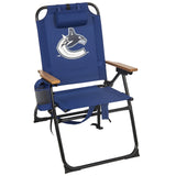 NHL 4-Position Folding Chair With Wood Arms