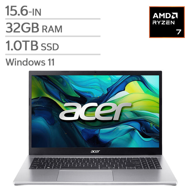 Acer Aspire Go 15.6-in Laptop, AMD Ryzen 7 7730U – 32GB RAM, 1TB SSD H9